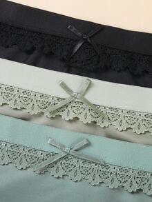 Bộ 3 quần lót thời trang nữ phối ren và nơ tương phản - Nhiều màu - Xem 6