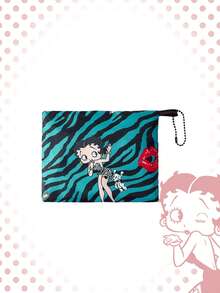 Betty Boop | ROMWE Large Capacity Foldable Tote Bag With Coin Pouch, Portable Shopping Bag, Gym Bag - blue-green - View 6