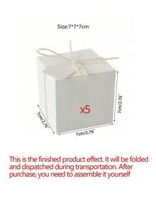 1/5/50pcs 7*7*7cm Square Shape Gift Boxes, Candy Boxes, Party Favor Boxes, Wedding & Baking Supplies - White - View 6