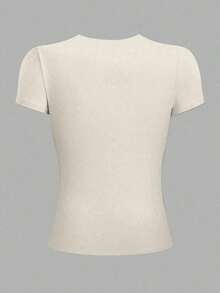 Mujer casual camiseta estampado gráfico love corazón amor día san valentín oso ositos  enamorados pareja linda tierna cute rayas rayones dibujo letras creativo ajuste regular cuello redondo manga corta primavera verano uso diario comoda fresca ligera - Beis - Ver 2