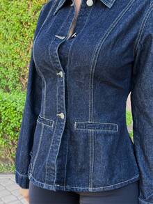 Mélanie ORL 修身长袖翻领牛仔外套，夏季度假休闲可爱优雅酷女孩办公室上衣，适合女性，秋冬季日常穿着，圣诞节感恩节时尚百搭。