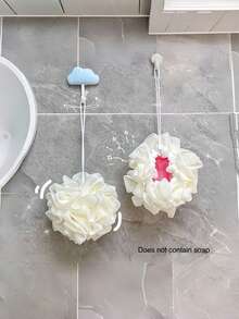 Madebyblanc 2-In-1 Bath Ball Towel Loofah With Drawstring Closure For Soap Soft Exfoliating Mesh Shower Sponge Skin Care Bathing Tool - White - View 4