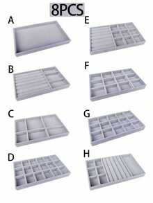 8件套珠宝展示托盘套装，大抽屉可堆叠收纳盒，适用于耳环、项链、戒指、手镯等，多功能化妆台收纳桌面展示盒 - 彩色 - 查看 17