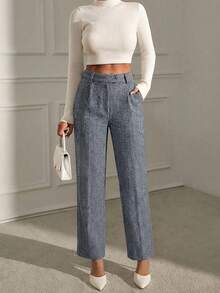Women's Herringbone Straight Leg Loose Elegant Pants