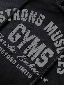 Acti Log Áo thun thể thao nam có mũ in chữ, áo hoodie tập gym, áo tập thể dục, bộ đồ tập gym, áo tập thể dục nam, áo hoodie thể dục, áo nén thể thao nam. - màu đen - Xem 4