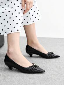 CUCCOO BIZCHIC Giày cao gót mũi nhọn màu trơn dành cho nữ, đi làm và thường ngày - màu đen - Xem 5