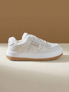 CUCCOO EASI Women's Casual Leather Lace-Up Outdoor Comfortable Thick-Sole Shoes