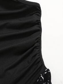 SHEIN 简约休闲无袖收腰少女连体裤 - 黑色 - 查看 6