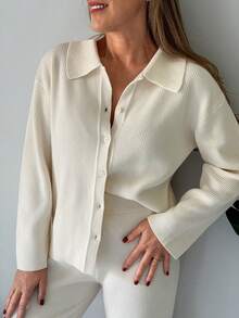 Vivie Lora 2pcs Women Loose Casual Slouchy Knit Sweater Set - White - View 1