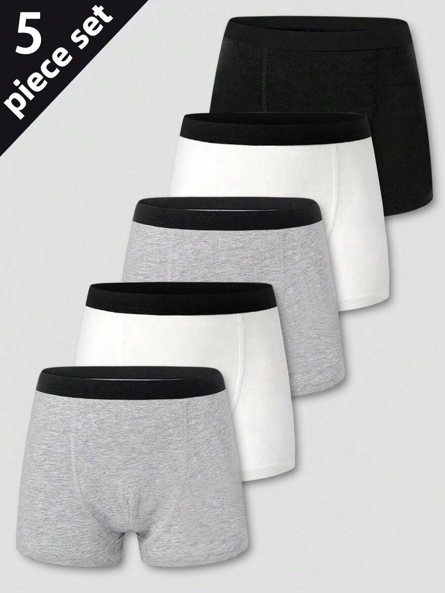 Quần boxer nam và thiếu niên màu đen/trắng/xám trơn, kiểu dáng tối giản, thời trang thường ngày, có chun co giãn. - Nhiều màu - Xem 1