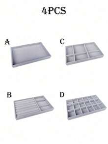 8件套珠宝展示托盘套装，大抽屉可堆叠收纳盒，适用于耳环、项链、戒指、手镯等，多功能化妆台收纳桌面展示盒 - 彩色 - 查看 22