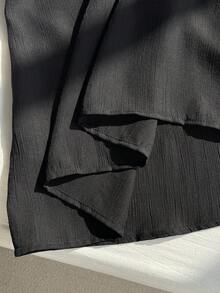 Comfortcana Summer Short Thin Lightweight Textured Plus Size Short Jacket - Black - View 8