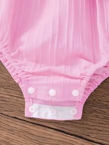 SHEIN Playful Pals 优雅的夏季女婴连体衣，适合派对和日常穿着 - 粉色 - 查看 5