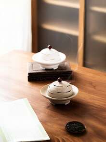 Madebyblanc 复古陶瓷香炉，带盖，线圈和锥形香薰炉，适用于家居桌面装饰 - 彩色 - 查看 4