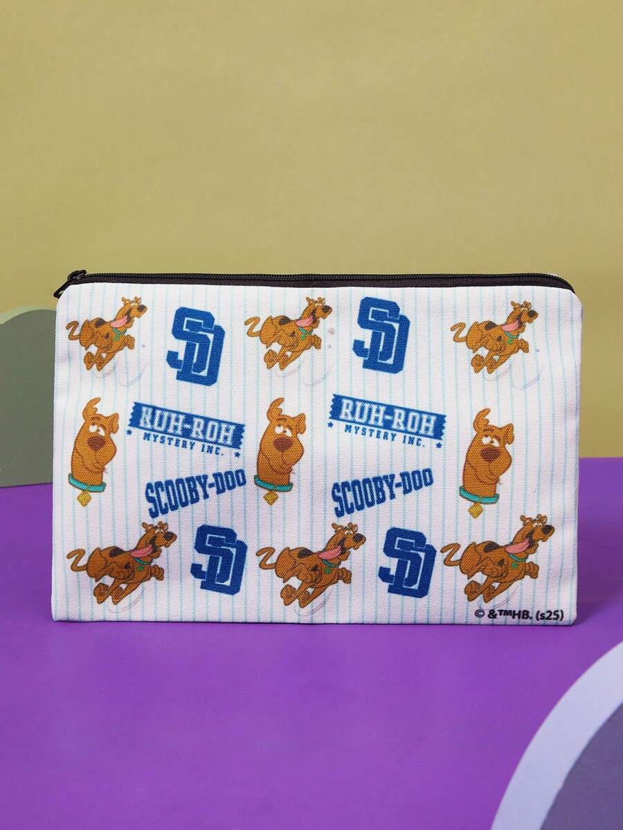 SCOOBY-DOO X SHEIN 1个可爱蓝色小狗字母图案拉链收纳包 - 彩色 - 查看 1