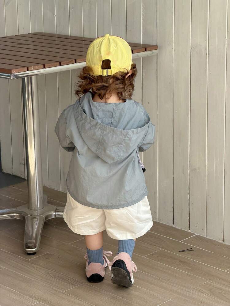 Toddler Girls' Solid Color Casual Hooded Outdoor Jacket