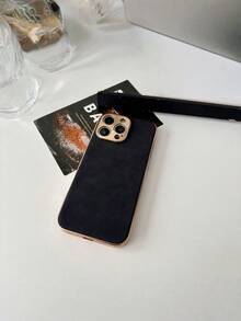 Luxury Electroplated Fur Artificial Leather Phone Case Compatible With IPhone 17 ProMax 17Pro 17 Air 16ProMax 16 15 14 13 12 Pro Max 11 Plating Camera Lens Protection Cover - Black - View 5