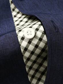 Manfinity Bizformal Men's Plaid Patchwork Long Sleeve Single-Breasted Casual Shirt Business Casual Men Shirt Navy Blue Dress Shirt Men Mens Luxury Shirts Mens Shirts With Pockets Elegant Shirts For Men - Navy Blue - View 8