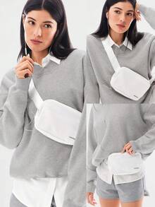 GLOWMODE 1 L  Zipper  Everywhere  Belt  Bag  Water  Repellent  Waist  Crossbody  Bags  With  Adjustable  Strap  Valentine's  Day - milky white - View 8