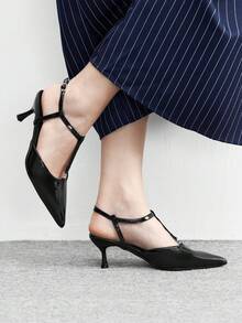 CUCCOO BIZCHIC 女士时尚优雅尖头高跟鞋，适合派对和通勤场合 - 黑色 - 查看 3