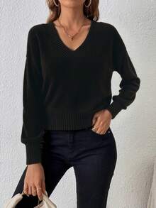 Plus Size Sweaters - Black - View 2