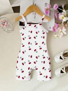 SHEIN Baby Girls Comfortable Fruit Print Romper - Multicolor - View 6