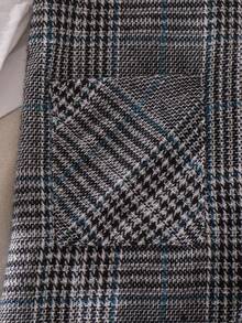 Elladie kids 年轻女孩甜美可爱校园风蝴蝶结长袖口袋格子休闲简约黑色连衣裙 - 黑色 - 查看 6