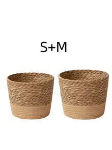 1/2/3PCS Natural Seagrass Woven Planter Basket Pot Holder Large Medium Small Set Home Decor Flower Vase Farmhouse Decor Coastal Woven Wall Basket Storage Organizer For Living Room Bathroom Spring Summer Decor - Multicolor - View 17