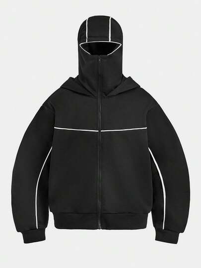 Street Life Sweat-shirt-shirt décontracté ample à capuche double et fermeture éclair pour hommes