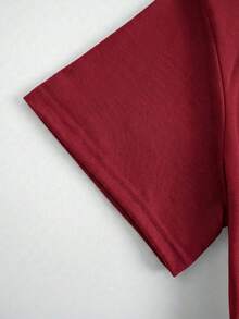 Camiseta de algodón para mujer con estampado de corazón en forma de texto amoroso y corazones rojos para San Valentín y ocasiones románticas - Burdeos - Ver 4