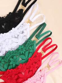 5pcs Romantic & Comfortable Lace Women's G-String Sexy Lingerie Set - Multicolor - View 4