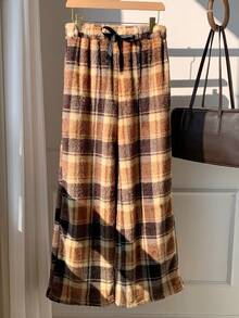 CovetEZ Women's Casual Front Tie Plaid Long Pants - Army Green - View 6