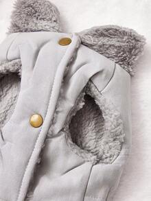 PETSIN 1件装二合一可爱保暖内衬宠物外套，带牵引绳，适合秋冬季穿着 - 灰色 - 查看 5