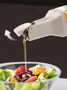 1PC 500ml Kitchen Olive Oil Dispenser, Automatic Flip-Top Vinegar Dispenser, Leak-Proof Soy Sauce Dispenser, Leak-Proof Cooking Dispenser, Easy To Carry During Camping - White - View 3