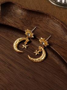 Glisma 18K金新月耳环，服饰，哥特风，复古，串珠，西部风珠宝，金属质感，宝石，秋冬款，送给妈妈/女士/女孩/母亲，高档，复古，十字架 - 彩色 - 查看 2