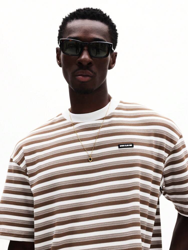 Horizontal Striped Crew Neck Short Sleeve Tee