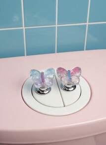 Joivida Colorful Butterfly Toilet Flush Handle, Convenient Press-Style Bathroom Flush Switch For Nail Technicians With Long Nails