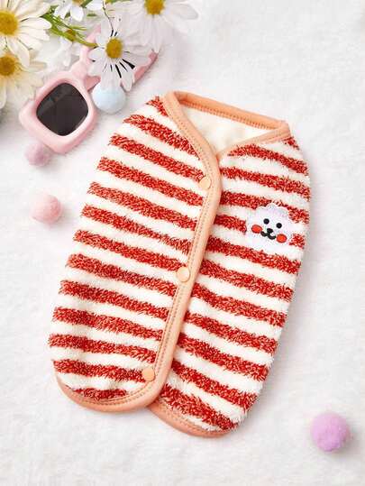 PETSIN 1pc 2 In 1 Cute Thermal Lined Warm Leash-Attached Pet Jacket For Autumn/Winter