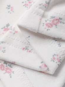 Dazy Plus 大码女式蕾丝拼接碎花可爱收腰长款睡裙，短袖春夏睡衣 - 白色 - 查看 8