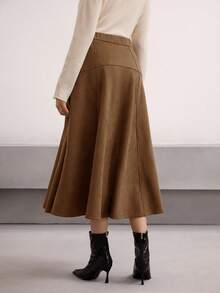 Heiryn Women's Solid Color Versatile Commuter Skirt, Autumn/Winter - Coffee Brown - View 4