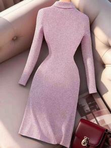 Franclia Elegant Turtleneck Long Sleeve Knit Dress, Autumn/Winter