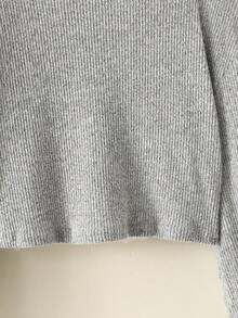 SHEIN Tween Girl Student Clothes, Lantern Sleeve Basic Style, Back To School, Opening Ceremony, Daily Wear, School, Travel, Sports, Winter - Light Grey - View 7