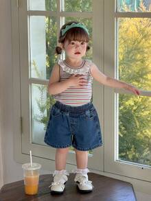 DAZY Toddler Girls' Casual Washed Heart Pocket Denim - Blue - View 7