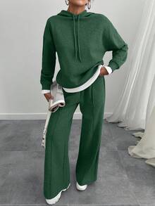 Bộ áo nỉ và quần nỉ oversize màu xám marl dành cho nữ - Màu xanh lá cây đậm - Xem 7