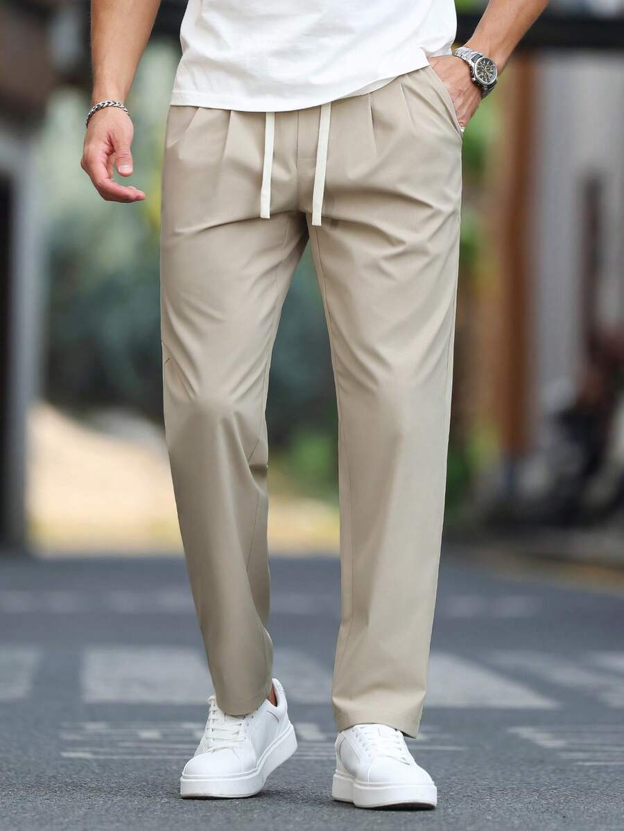 Manfinity CasualCool 男士纯色休闲裤 - 卡其色 - 查看 1