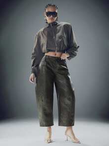 Denimoi Barrel Leg Faux Leather Pant For Fall And Winter Fashionable GNO Date Night Barrel Pants