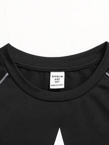 Girlism Tween Girls Black Knit Star Pattern Crop Top With Contrast Trim, Glow-In-The-Dark Reflective Tape, And Loose Fit Pants 2-Piece Tracksuit Set - Black - View 4