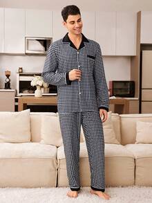 CoupledUp Classic Plaid Print Men's Pajama Set - Multicolor - View 4