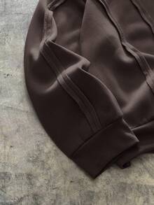 AXEPEAK 解构拱形分叉休闲连帽衫 - 棕色 - 查看 4