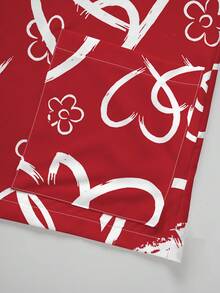 PopScrub Heart & Floral Print Color Block V-Neck Short Sleeve Women's /Nursing Uniform Top, Spring/Summer - Multicolor - View 3